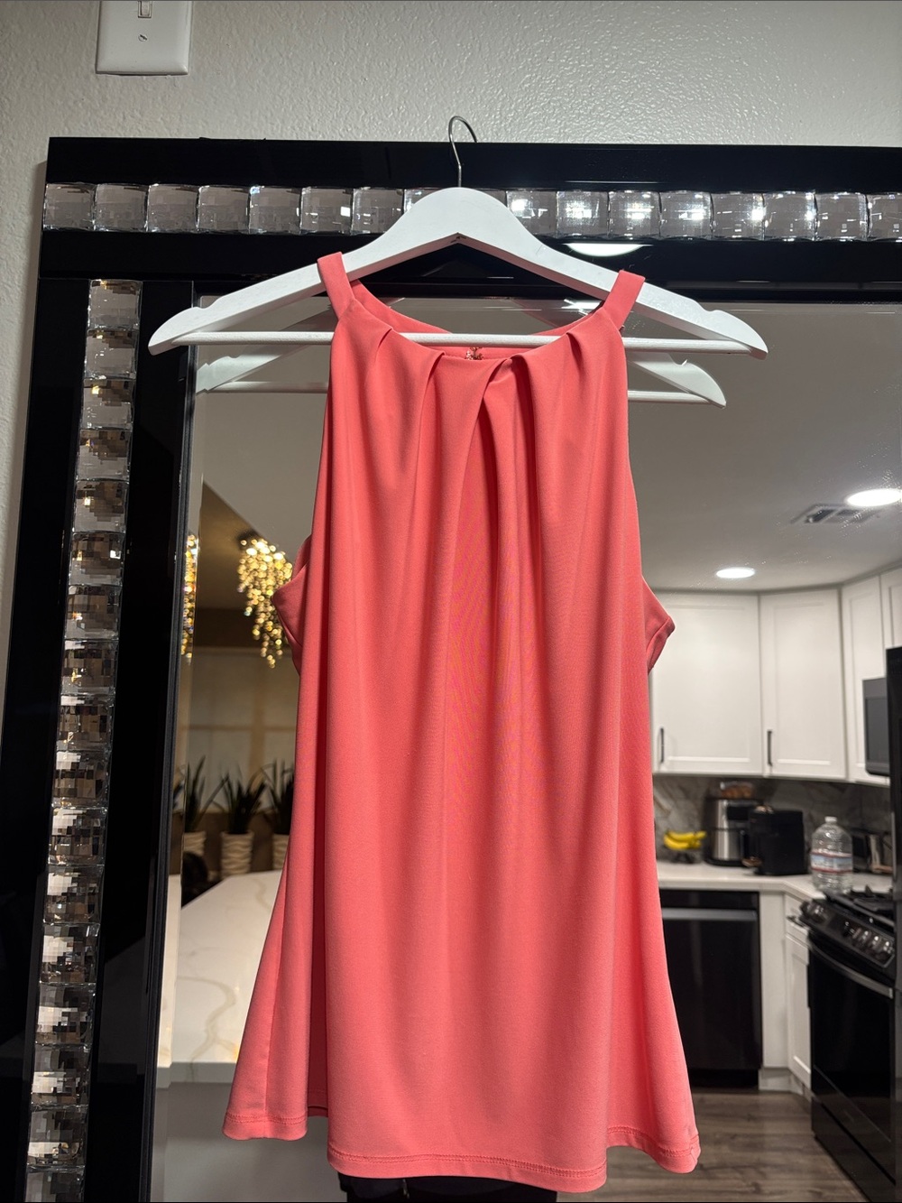 White House Black Market Coral Pink Halter Pleated Camisole